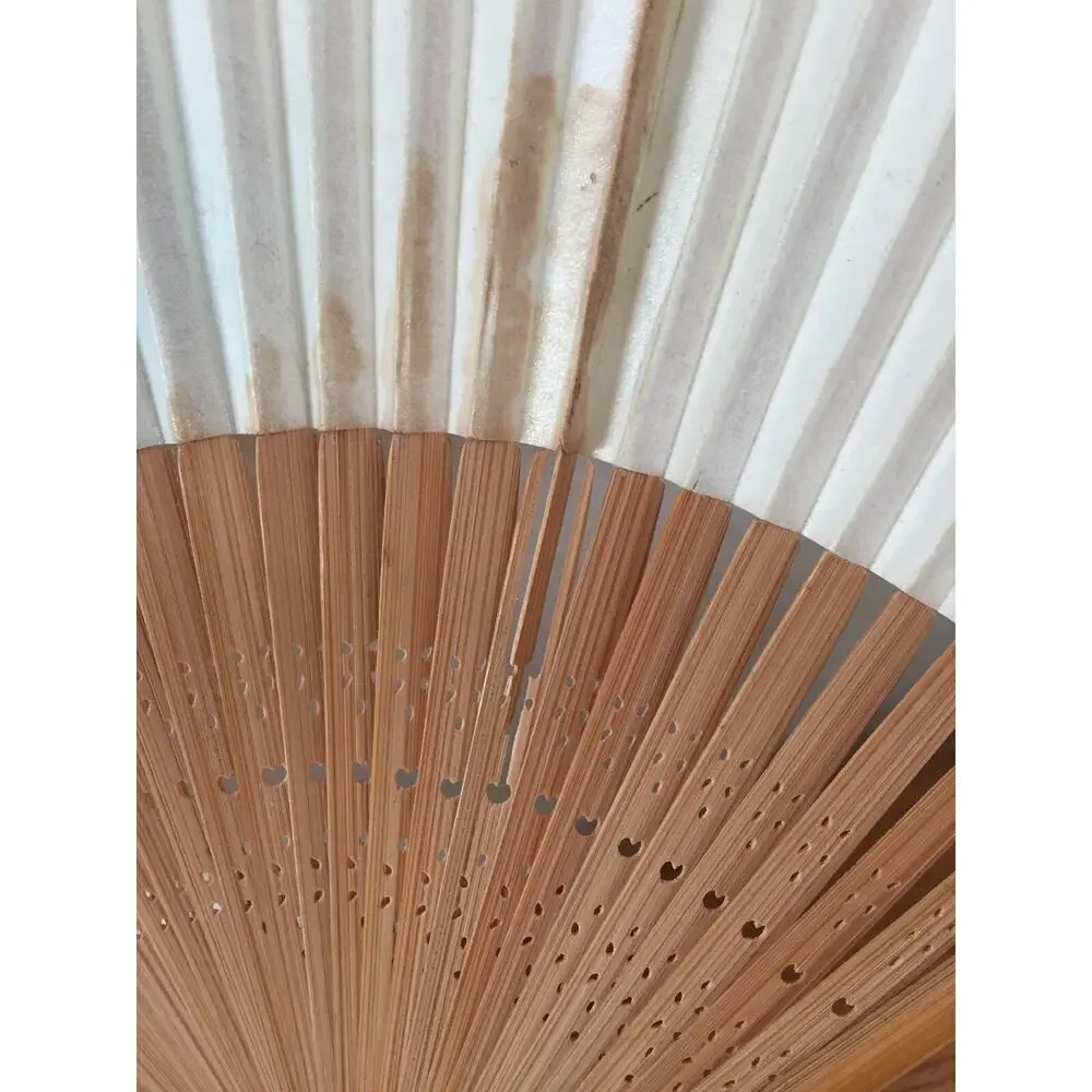 Vintage Japanese Chinese Sensu Painted Paper Wood Fan Signed Pine Tree Clouds